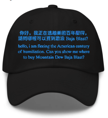 Hello, I Am Fleeing The American Century Of Humiliation Soda Hat.