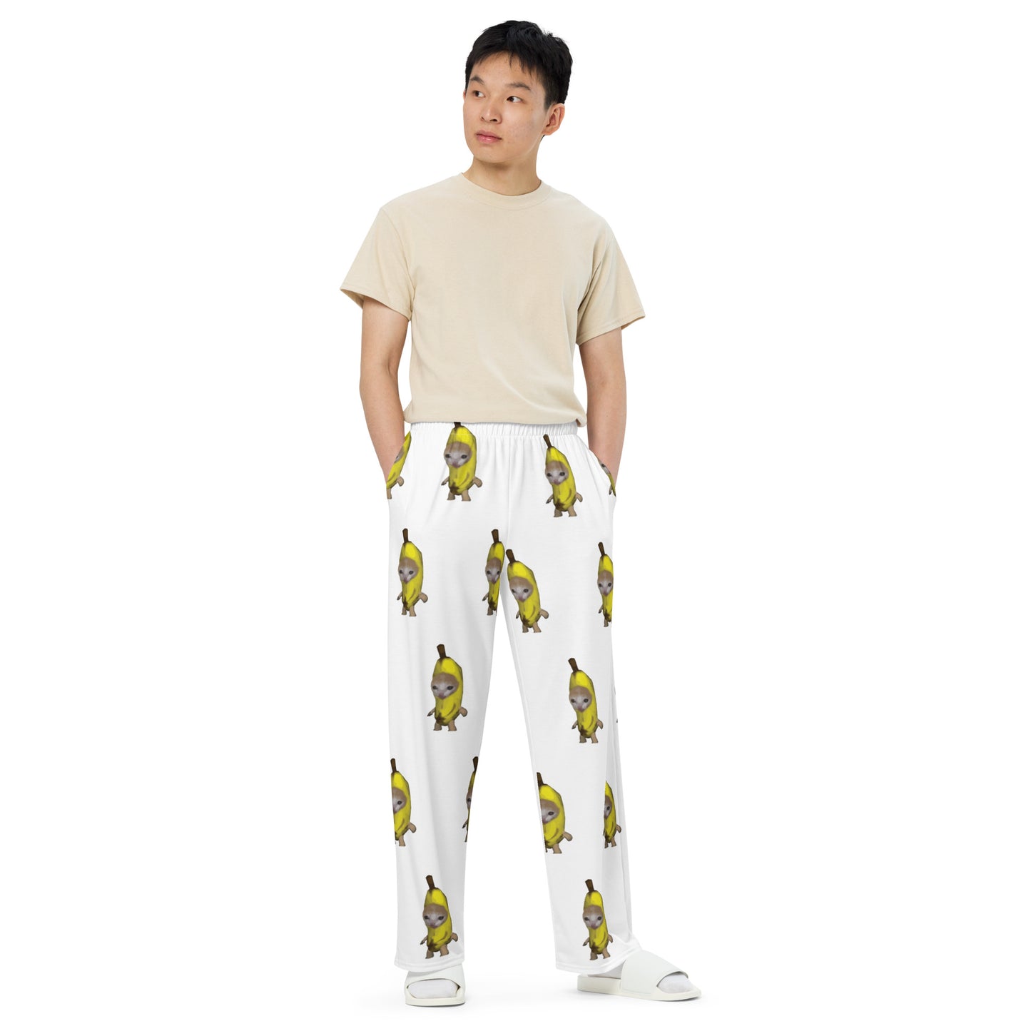 SAD BANAN CAT MEME All-over print unisex wide-leg pants