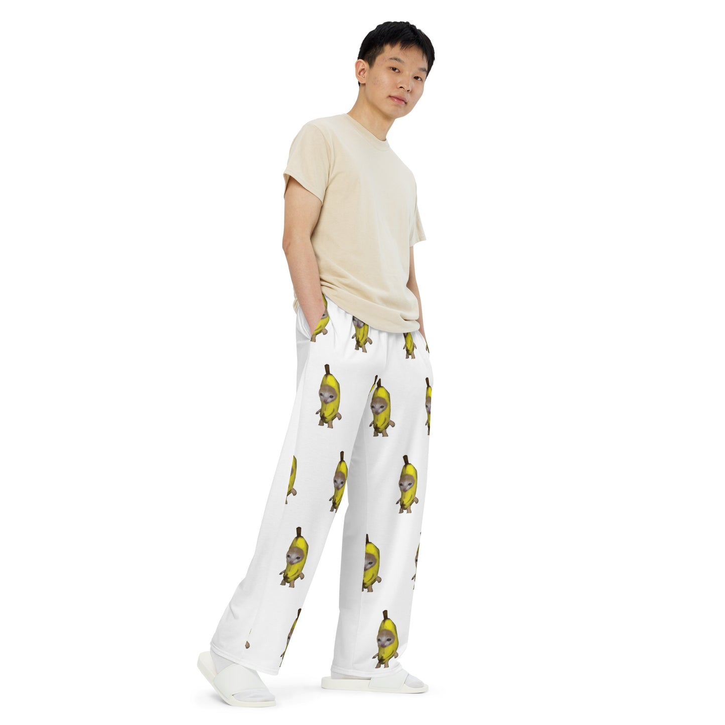 SAD BANAN CAT MEME All-over print unisex wide-leg pants