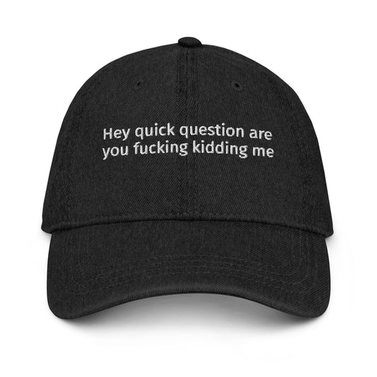 Hey quick question are you fucking kidding me Denim Hat