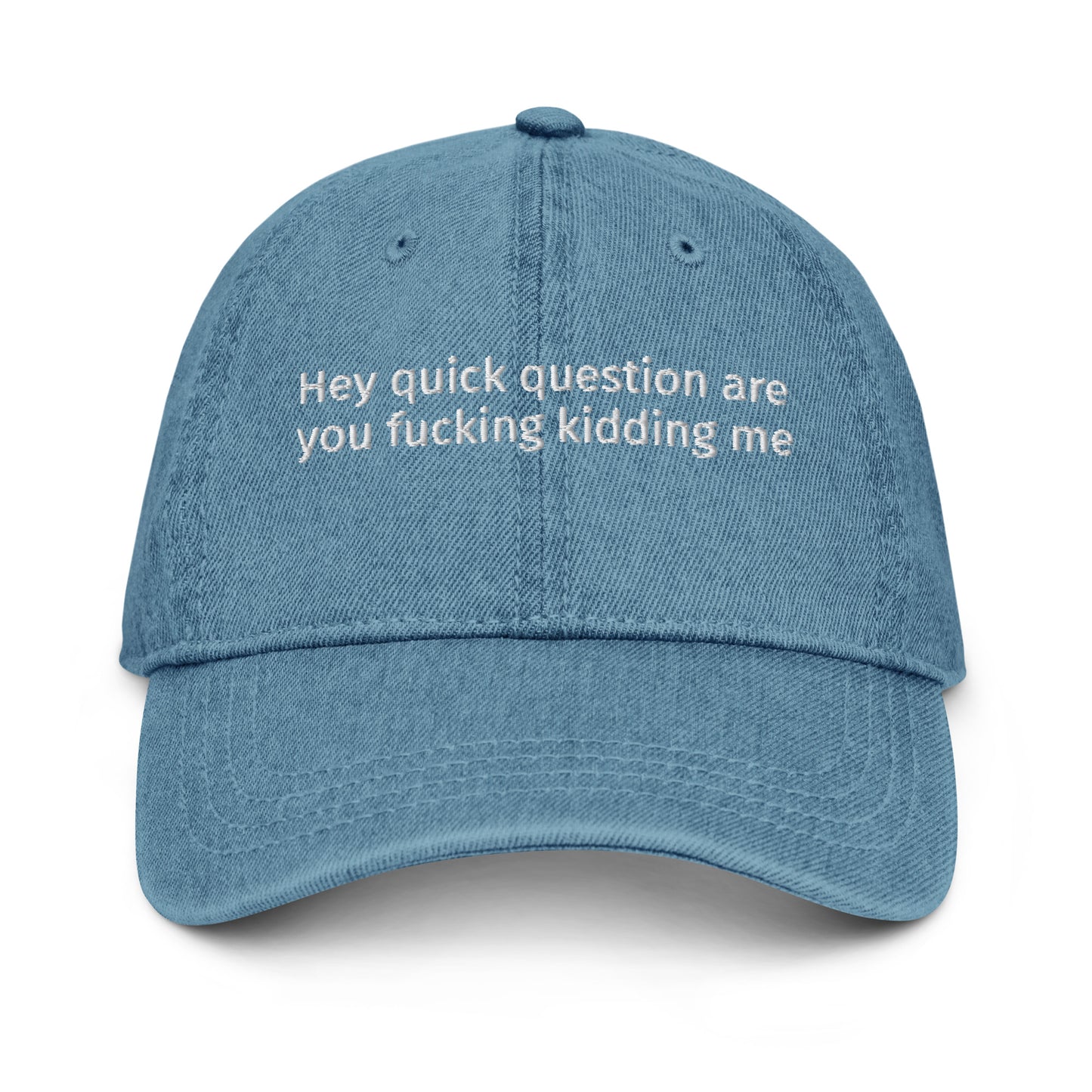 Hey quick question are you fucking kidding me Denim Hat