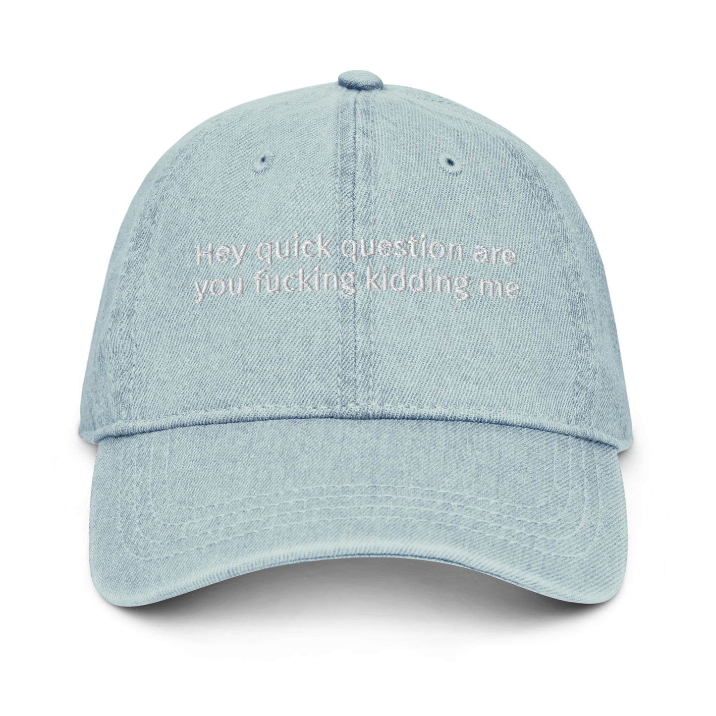 Hey quick question are you fucking kidding me Denim Hat