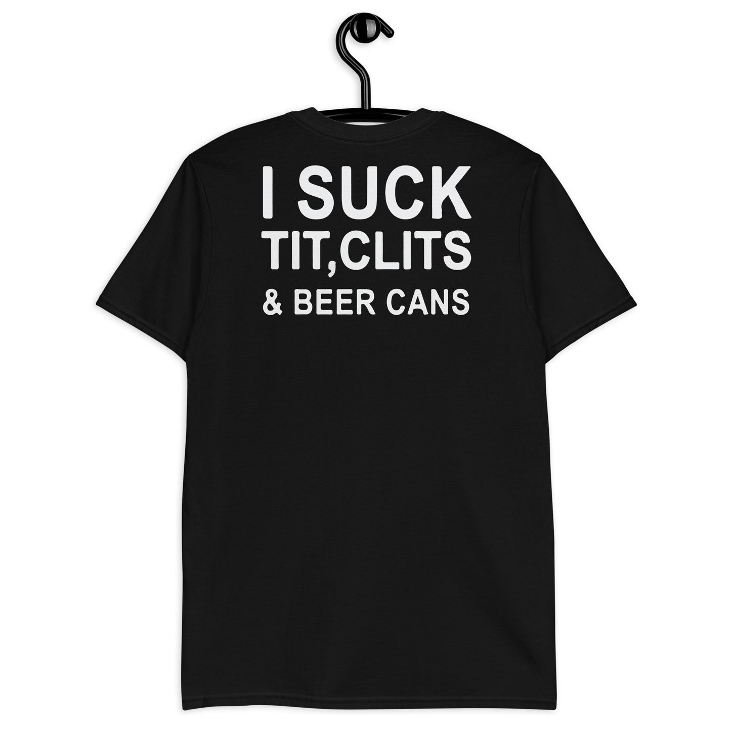 Chupo tetas, clítoris y latas de cerveza camiseta unisex de manga corta