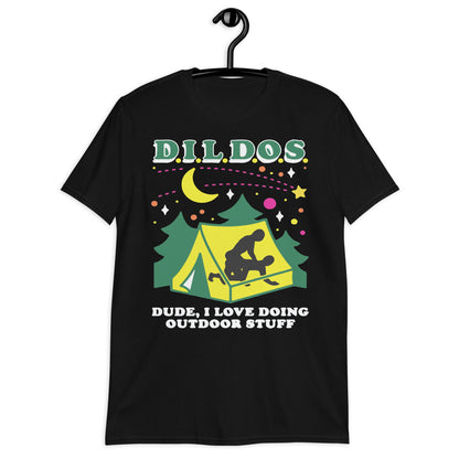 Camiseta unisex DILDOS (Amigo, me encanta hacer cosas al aire libre)