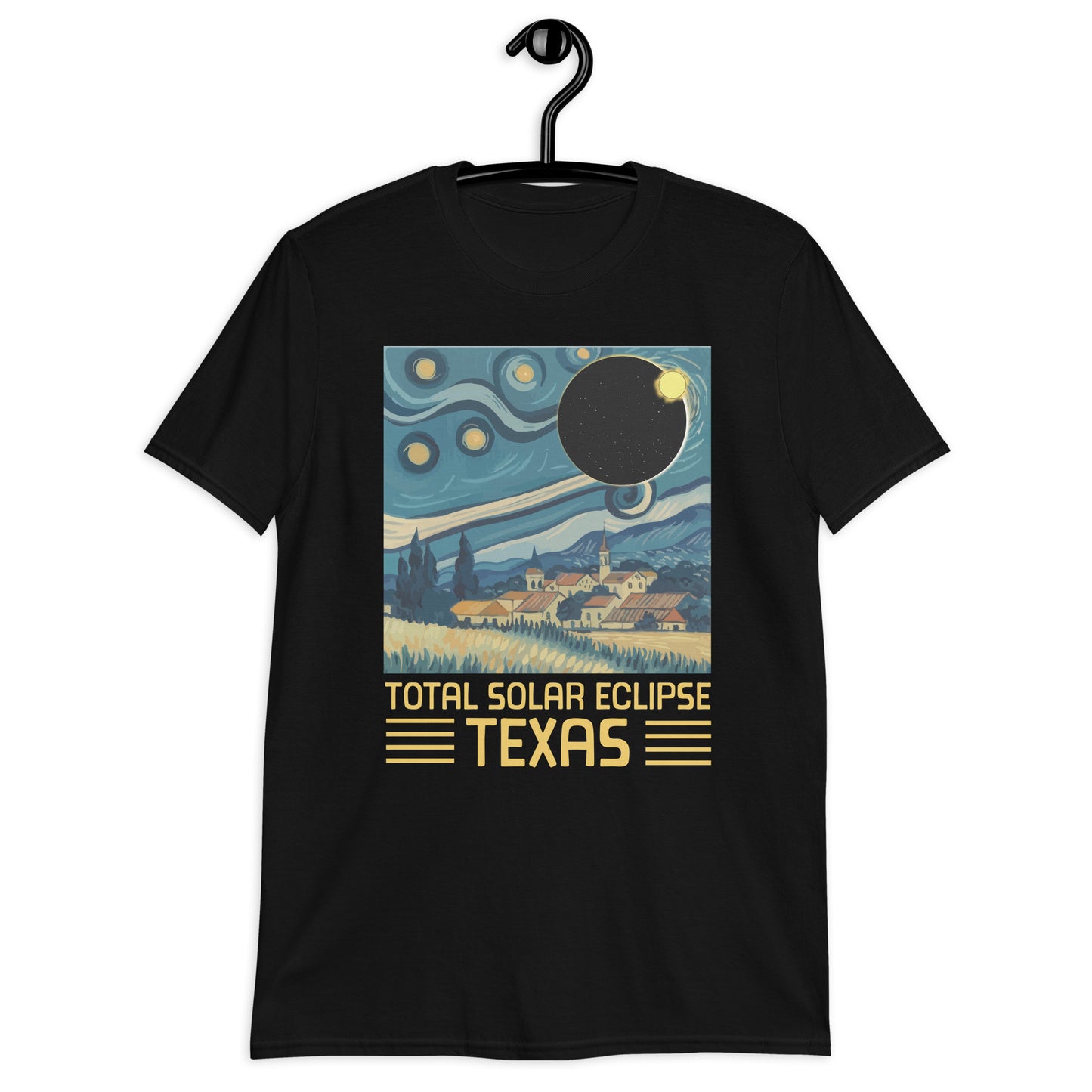 Starry Night Texas Total Solar Eclipse 2024 Short-Sleeve Unisex T-Shirt