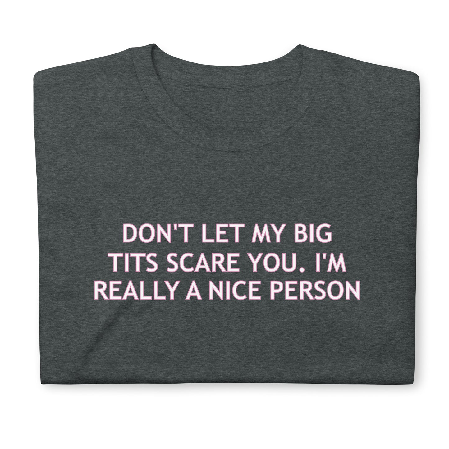 DON'T LET MY BIG TITS SCARE YOU. I'M REALLY A NICE PERSON Short-Sleeve Unisex T-Shirt