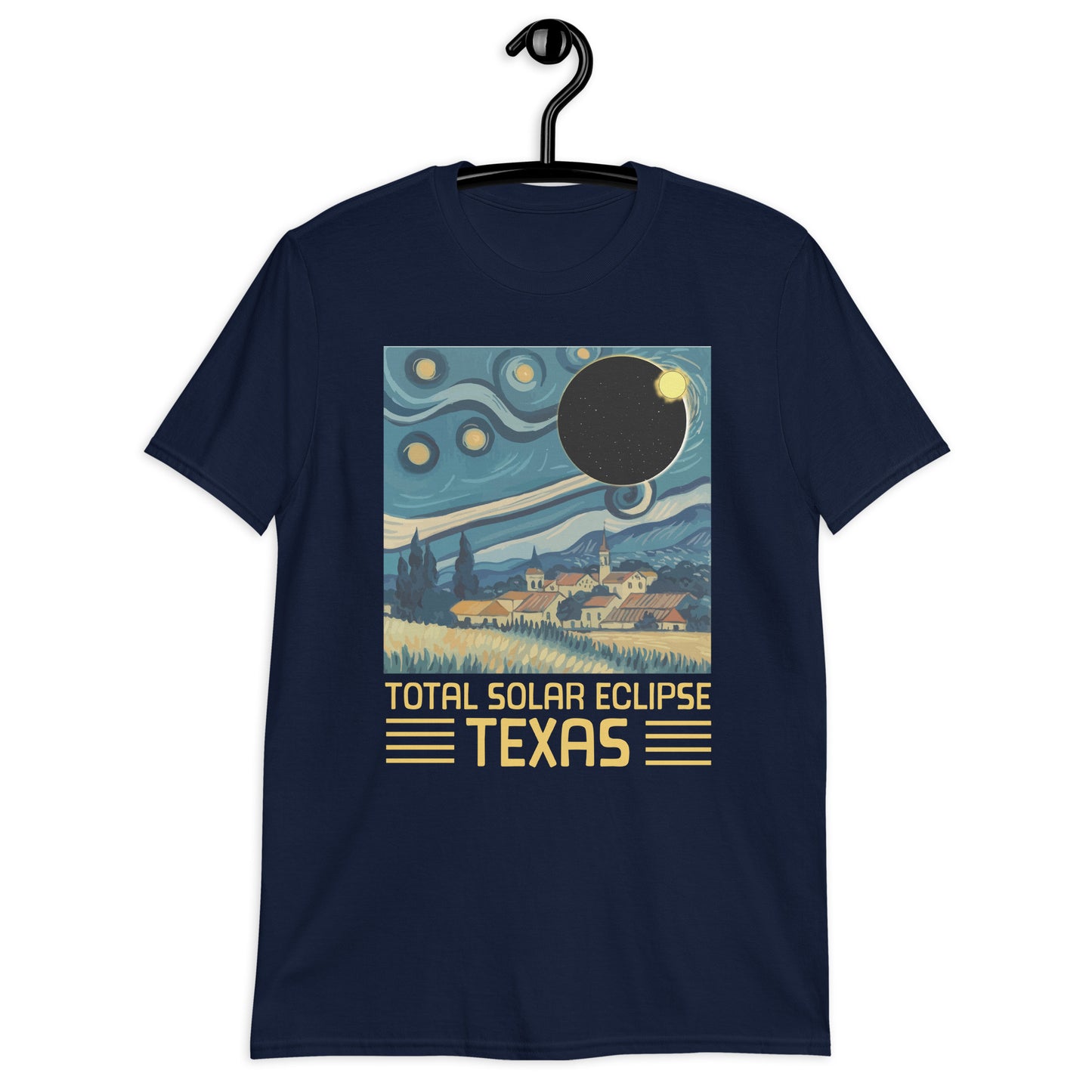 Starry Night Texas Total Solar Eclipse 2024 Short-Sleeve Unisex T-Shirt