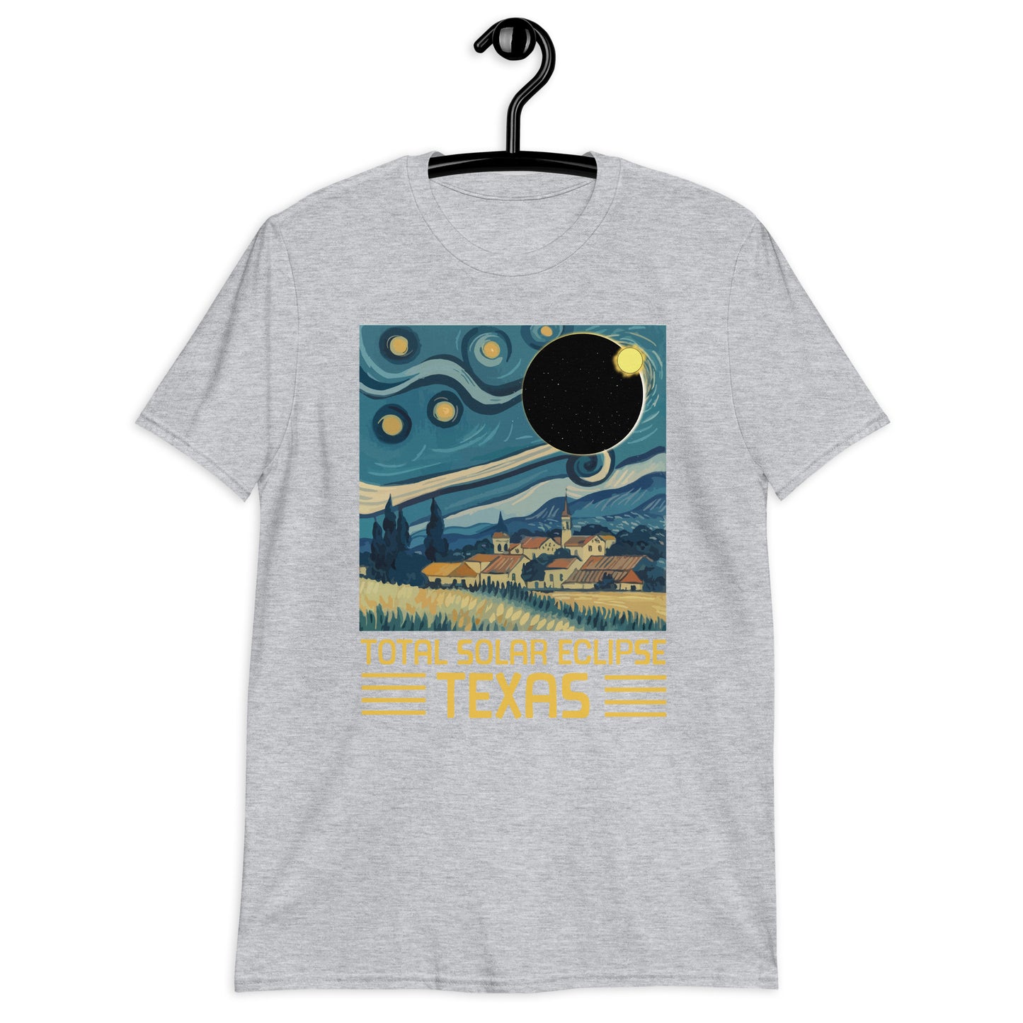 Starry Night Texas Total Solar Eclipse 2024 Short-Sleeve Unisex T-Shirt