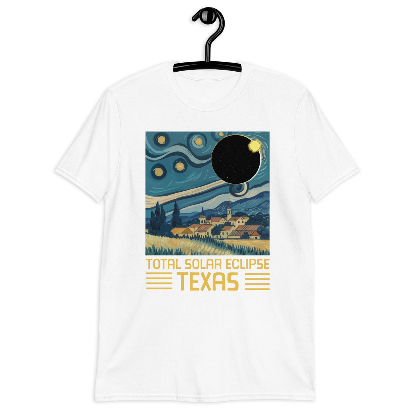 Starry Night Texas Total Solar Eclipse 2024 Short-Sleeve Unisex T-Shirt