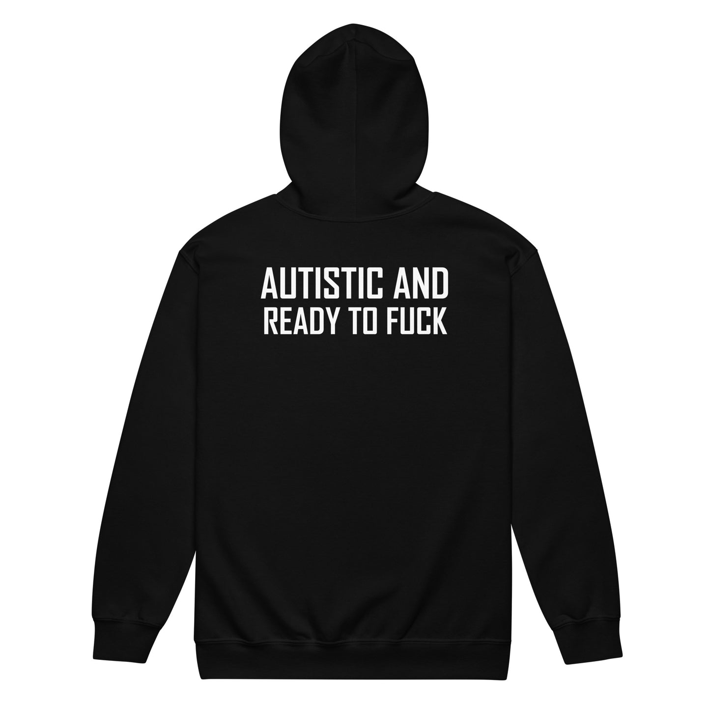 Autista y listo para follar Sudadera con capucha y cremallera de mezcla pesada unisex