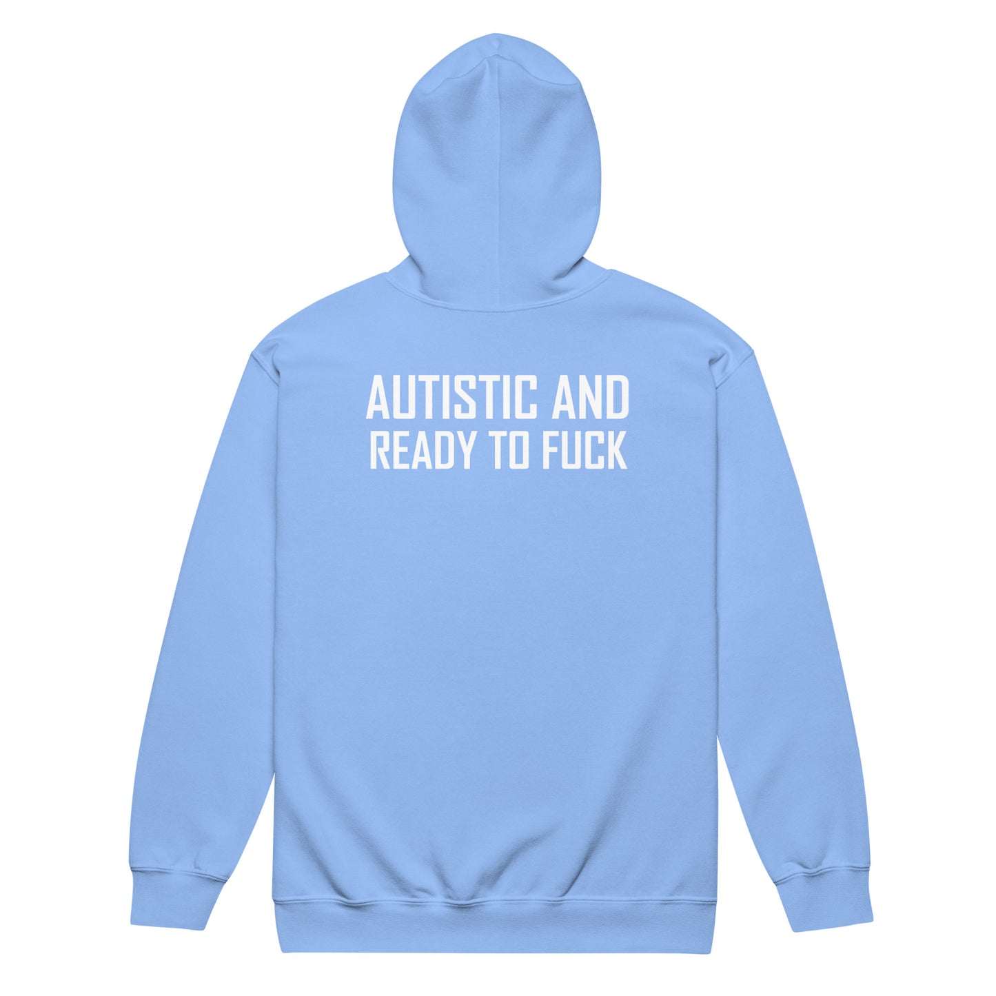 Autista y listo para follar Sudadera con capucha y cremallera de mezcla pesada unisex