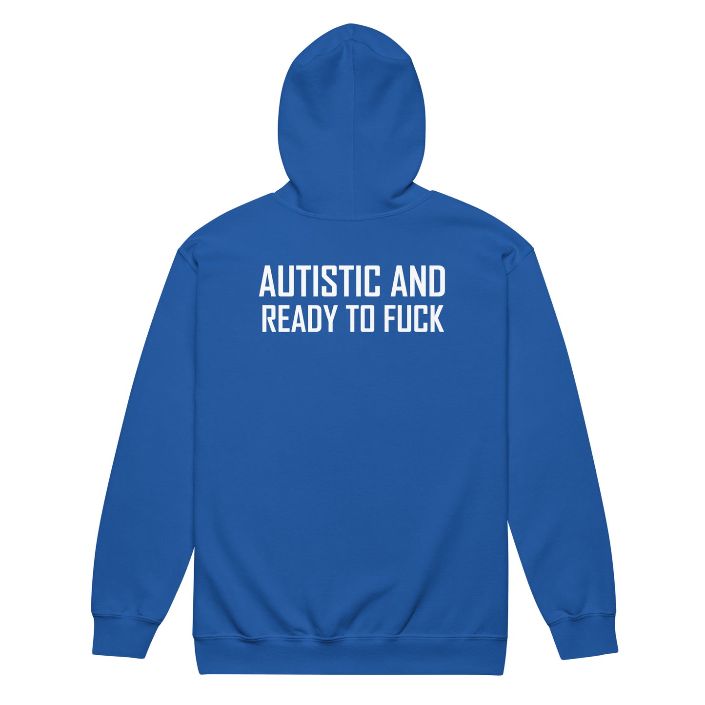 Autista y listo para follar Sudadera con capucha y cremallera de mezcla pesada unisex